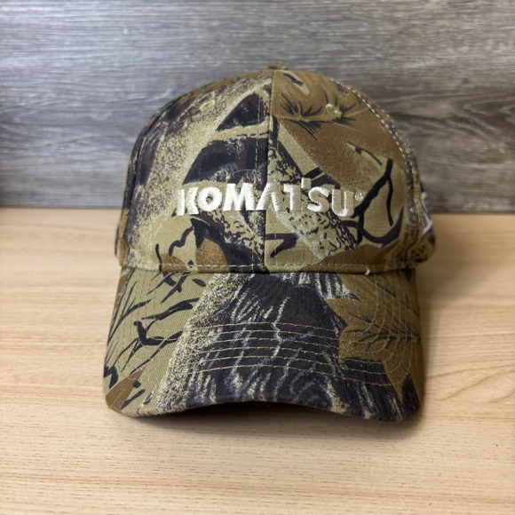 Komatsu Hat Cap Strap Back Brown Camo Camouflage Hunting Outdoors Adjustable